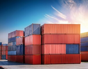 Fototapeta premium stacked containers with a blurred foreground for copy space overlay