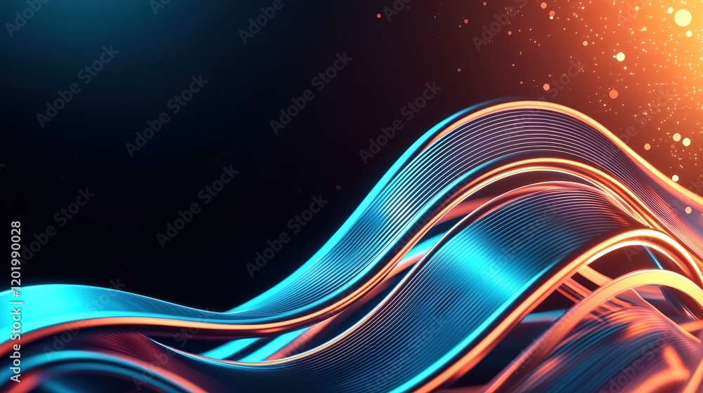Poster digital waveforms flowing across a dark abstract background creative graphic design technology conce