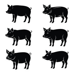 pig vector silhouette on a white background.
