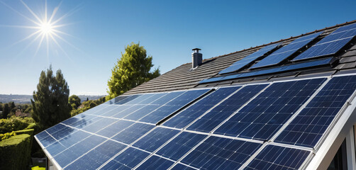 SOLAR PANEL SYSTEM ON ROOF TOP OF HOUSE 