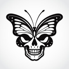 butterfly skull stylized silhouette ornamental symbol