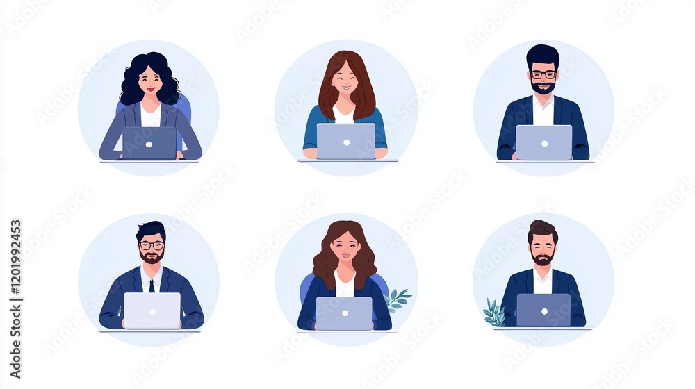 Poster remote workers collaborating in breakout zones within a shared office space modern workspace digital