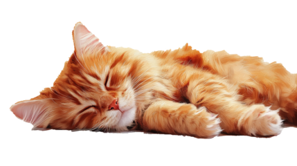 Orange Maine Coon Cat Lying Down: A Majestic and Relaxed Feline on a Clean White Background