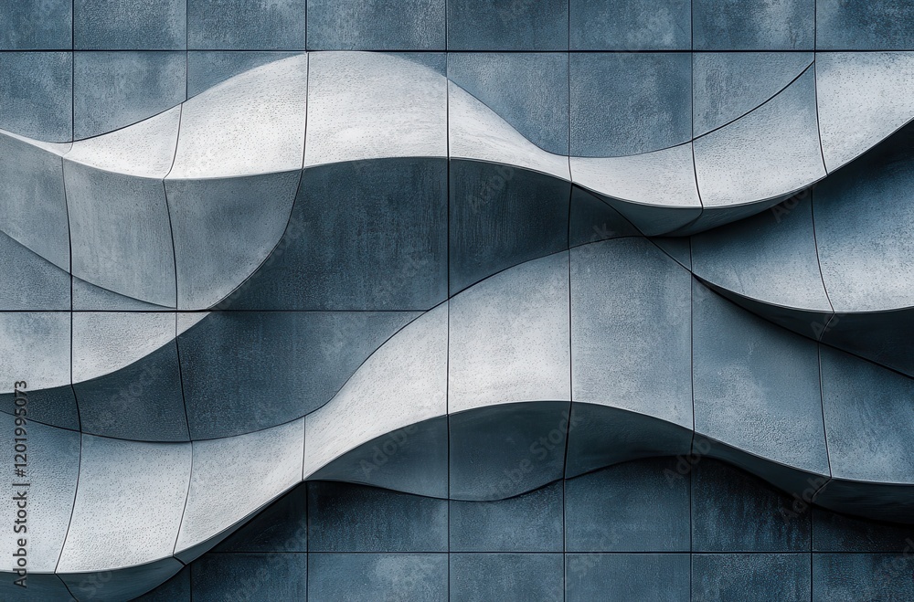 Poster modern abstract architectural design with artistic waves and curves in gray tones, showcasing textur