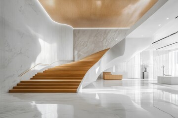 Naklejka premium Modern Architectural Staircase Design in Luxurious Lobby