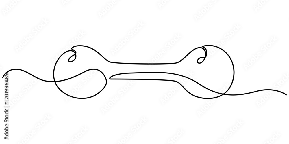 Poster dumbbell continuous one line drawing. heavy dumbbell isolated white background. vector illustration,