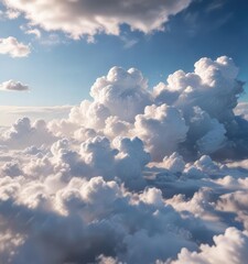 Fototapeta premium A Soft Focus on a Cloudy Sky with fluffy white clouds, blue, ethereal, dreamy