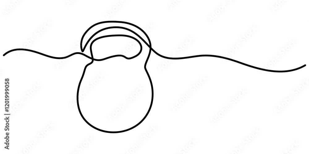 Poster dumbbell continuous one line drawing. heavy dumbbell isolated white background. vector illustration,