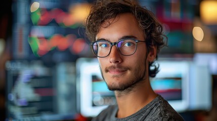 Fototapeta premium Programmer debugging and refining algorithms for data processing and machine learning applications. 