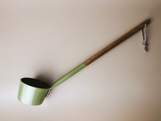 Sauna accessorie: bath ladle, mug. High quality photo