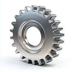 Metallic Gear on White Background for Industrial and Mechanical Use