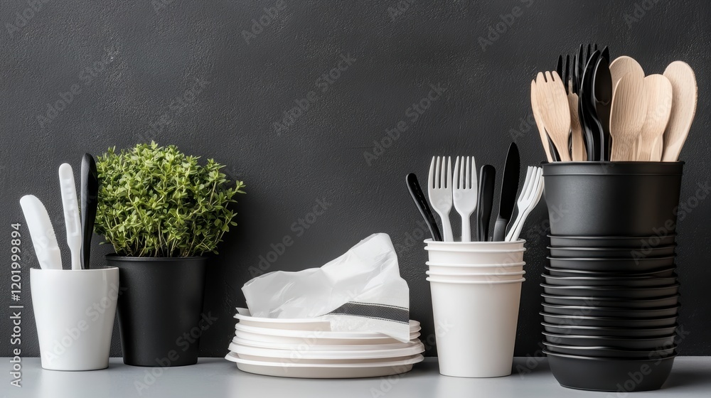 Poster table set with various utensils and cups for dining or entertaining guests in a home environment