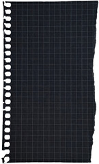 Black ripped torn paper piece isolated on transparent background