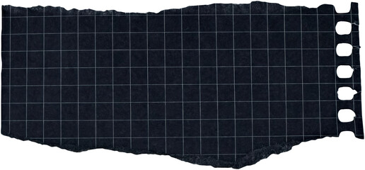 Black ripped torn paper piece isolated on transparent background