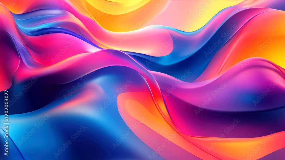 Aufkleber futuristic abstract design with flowing waves in vibrant colors depicting advanced technology and in