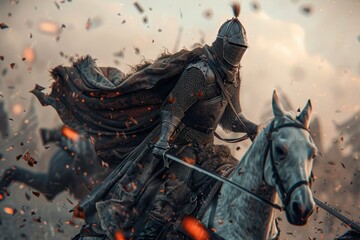 Detailed Picture of Courageous Warrior Fighting in a Battlefield