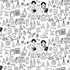 education doodle illustration design seamless pattern background