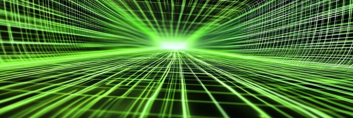 Obraz premium Green digital highway, data flow, future tech