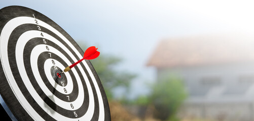 target board with arrow on blur background