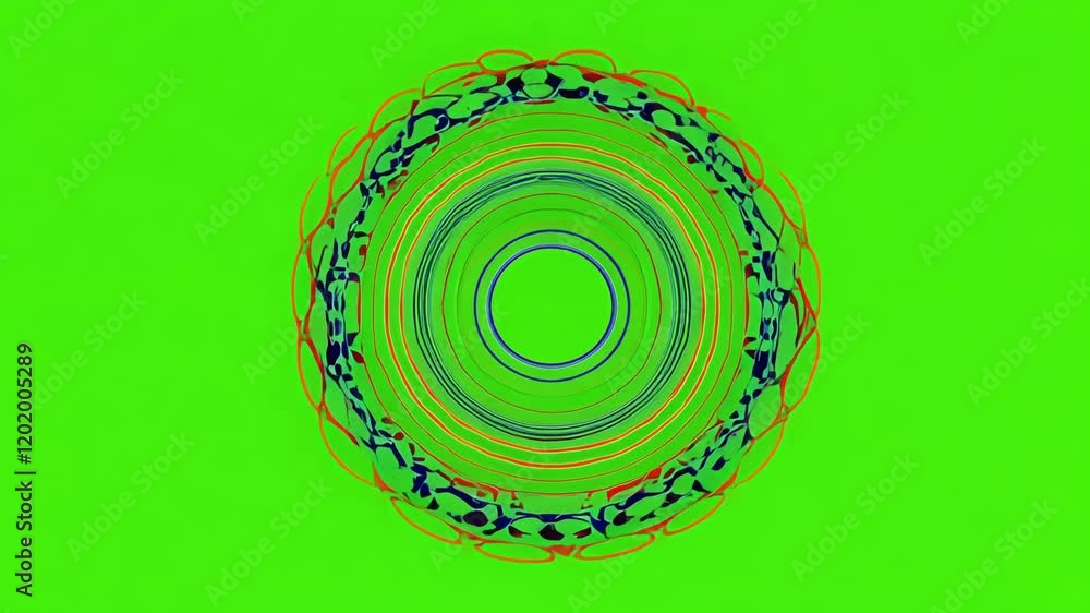 Poster captivating circular motifs pulsating with subtle energy. green screen chromakey.