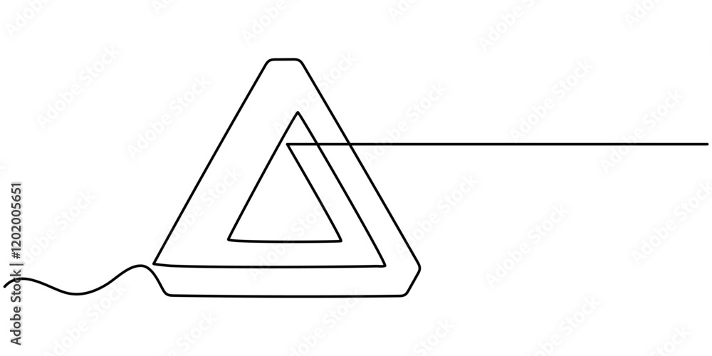 Poster penrose triangle form lines continuous one line drawing, penrose triangle impossible geometry hand d