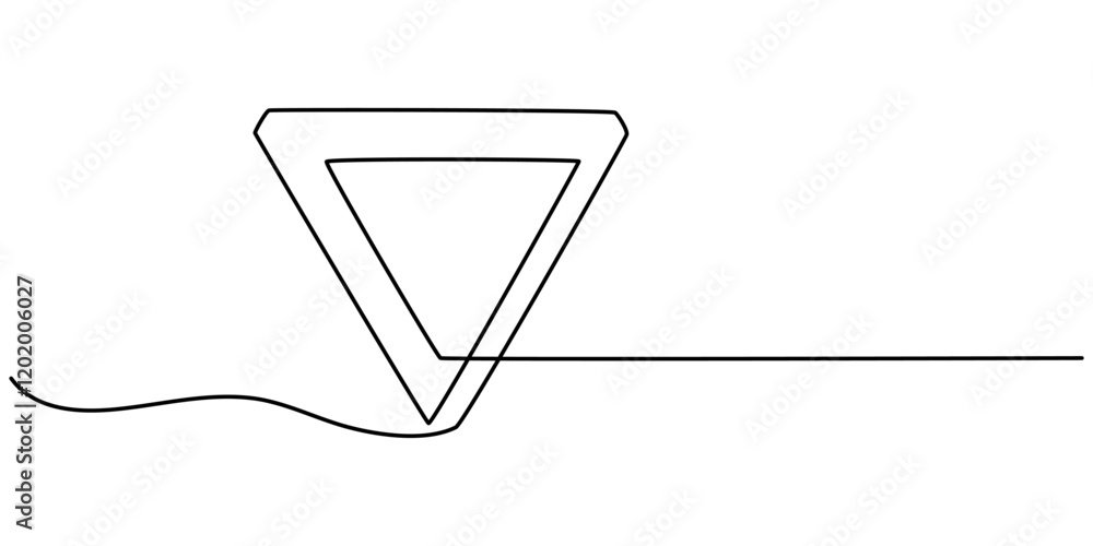 Poster penrose triangle form lines continuous one line drawing, penrose triangle impossible geometry hand d