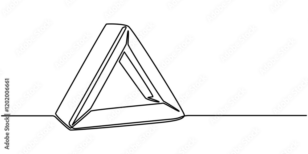 Poster penrose triangle form lines continuous one line drawing, penrose triangle impossible geometry hand d
