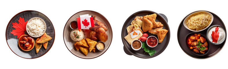  Canadian food of transparent background on top view 