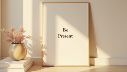 A minimalist layout intended to inspire mindfulness and self-awareness, encouraging viewers to embrace the current moment.