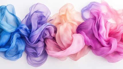 Fototapeta premium Soft Pastel Ombre Silk Fabric Draped Colorful Textile Background Fashion Texture