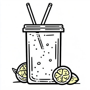recommend clip art: Lemonade mason jar outline with slices and straws.