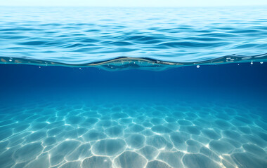 Blue water surface with sandy ocean bottom