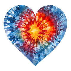 Radiant Tie-Dye Heart with Sunburst Effect