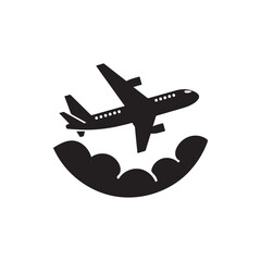  Airplane flying silhouette vector with a white background 