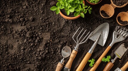 garden tools in the ground