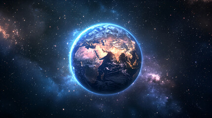 Fototapeta premium Earth, glowing, space, nebula, night, global, cosmic, background, planet, environment, website