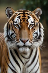 there is a tiger that is looking at the camera