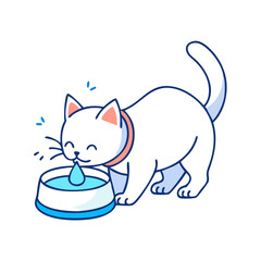 cat drinking from water bowl icon, cat drinking from water bowl vector illustration-simple illustration of cat drinking from water bowl, perfect for cat drinking from water bowl logos and icons