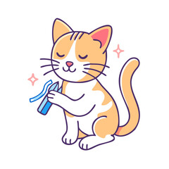 cat grooming herself icon, cat grooming herself vector illustration-simple illustration of cat grooming herself, perfect for cat grooming herself logos and icons