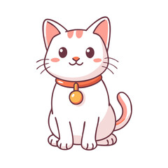 cat with a bell collar icon, cat with a bell collar vector illustration-simple illustration of cat with a bell collar, perfect for cat with a bell collar logos and icons