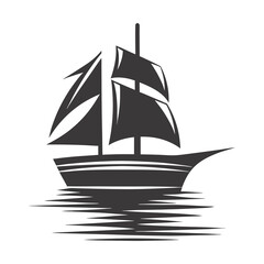 Modern Ship Silhouette Vector Isolated on Transparent Background.