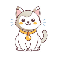 cat with a bell collar icon, cat with a bell collar vector illustration-simple illustration of cat with a bell collar, perfect for cat with a bell collar logos and icons