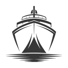 Modern Ship Silhouette Vector Isolated on Transparent Background.