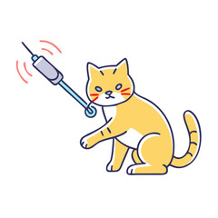 cat with laser pointer icon, cat with laser pointer vector illustration-simple illustration of cat with laser pointer, perfect for cat with laser pointer logos and icons