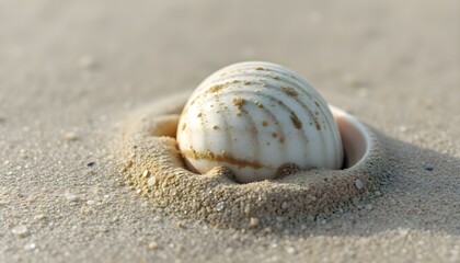 a sea shell in the sand on a beach