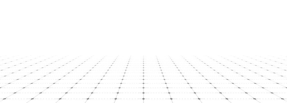 White background with gray perspective grid lines creating a square pattern. Template platform for technology, user interface, industry, science, blueprint, or infographic concept. Vector illustration