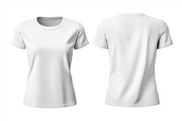 Fototapeta premium White women's t-shirt mockup, front and back view. For printing prints or logo design.