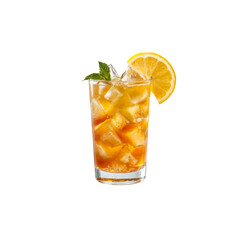 Iced Tea Refreshment: A tall glass of iced tea, infused with refreshing lemon and a sprig of mint, is the perfect summer beverage. It's a refreshing and flavorful drink, perfect for a warm day.