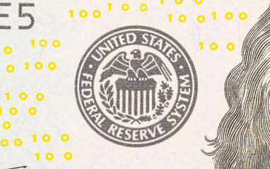 Fragments of a paper bill, macro, top view.