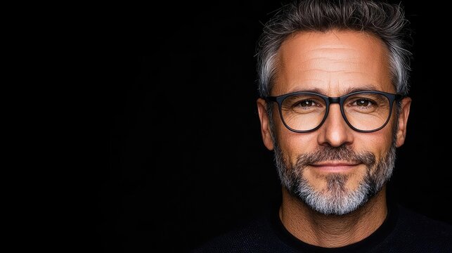 Confident mature man portrait, dark background, professional headshot, website use (1)